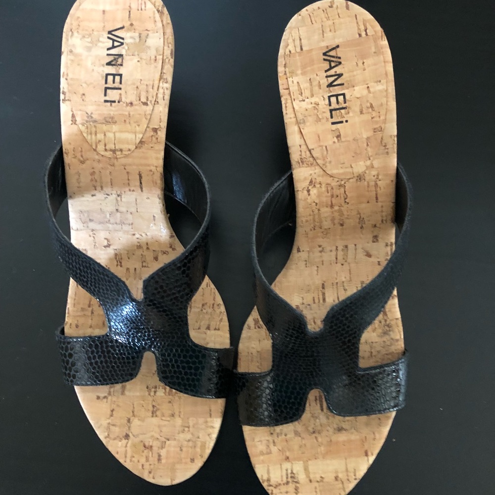Stylish black wedge heel